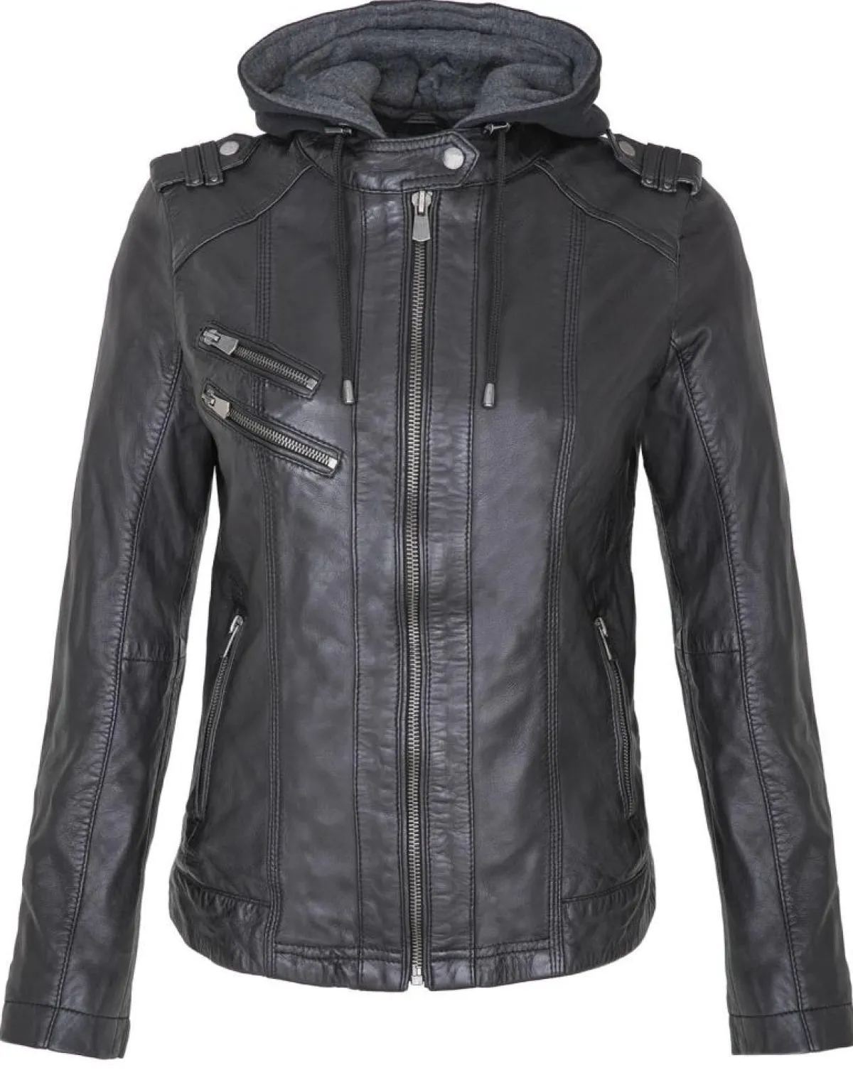 Chyston Vestes, Blousons|Veste en Cuir Djaya noire