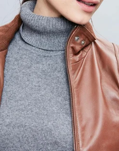 Chyston Vestes, Blousons|Veste en Cuir Gema cognac