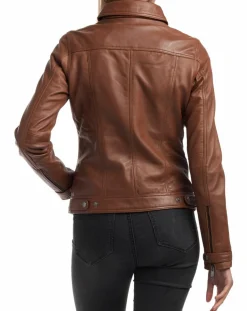 Chyston Vestes, Blousons|Veste en Cuir Idaline cognac