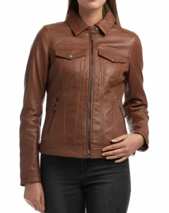 Chyston Vestes, Blousons|Veste en Cuir Idaline cognac