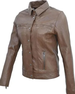 Chyston Vestes, Blousons|Veste en Cuir Isia cognac