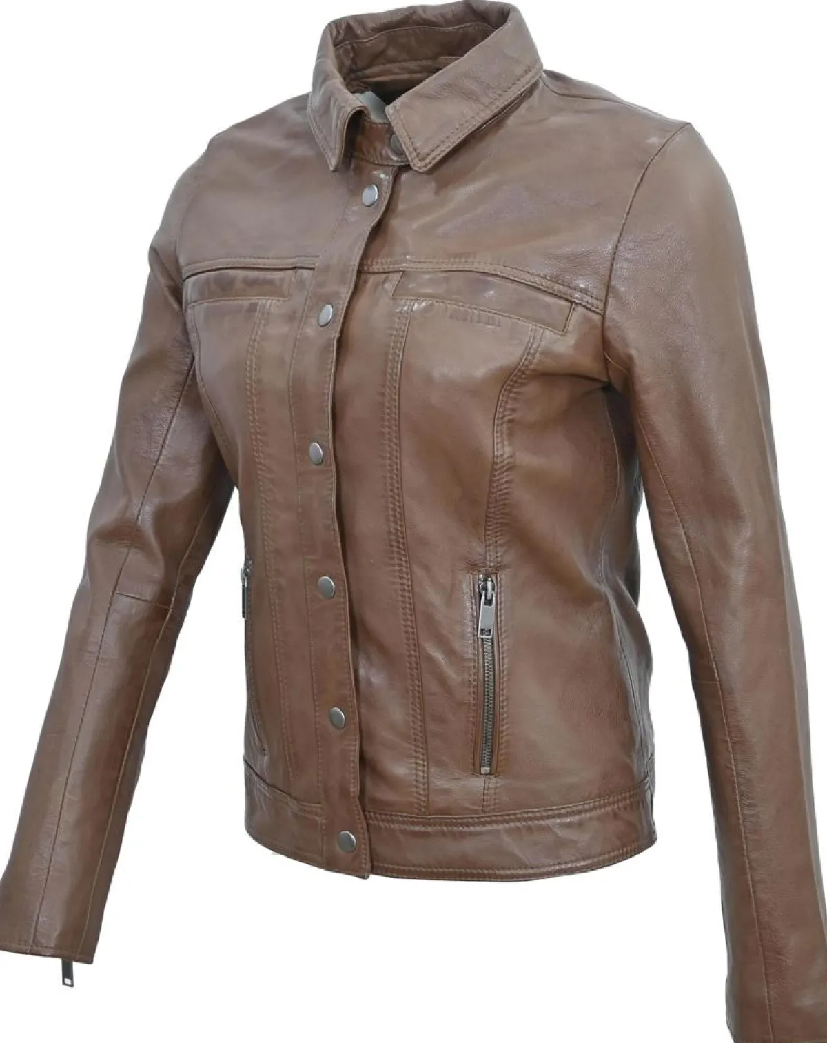 Chyston Vestes, Blousons|Veste en Cuir Isia cognac