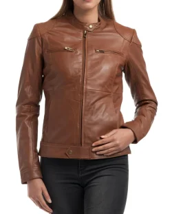 Chyston Vestes, Blousons|Veste en Cuir Katia cognac
