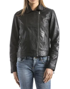 Blue Wellford Vestes, Blousons|Veste en cuir Laita noire