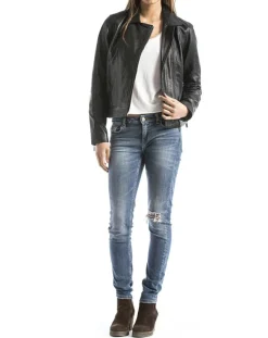 Blue Wellford Vestes, Blousons|Veste en cuir Laita noire