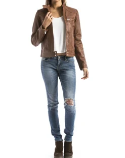 Blue Wellford Vestes, Blousons|Veste en Cuir Madeira cognac