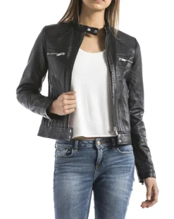 Blue Wellford Vestes, Blousons|Veste en Cuir Madeira noire