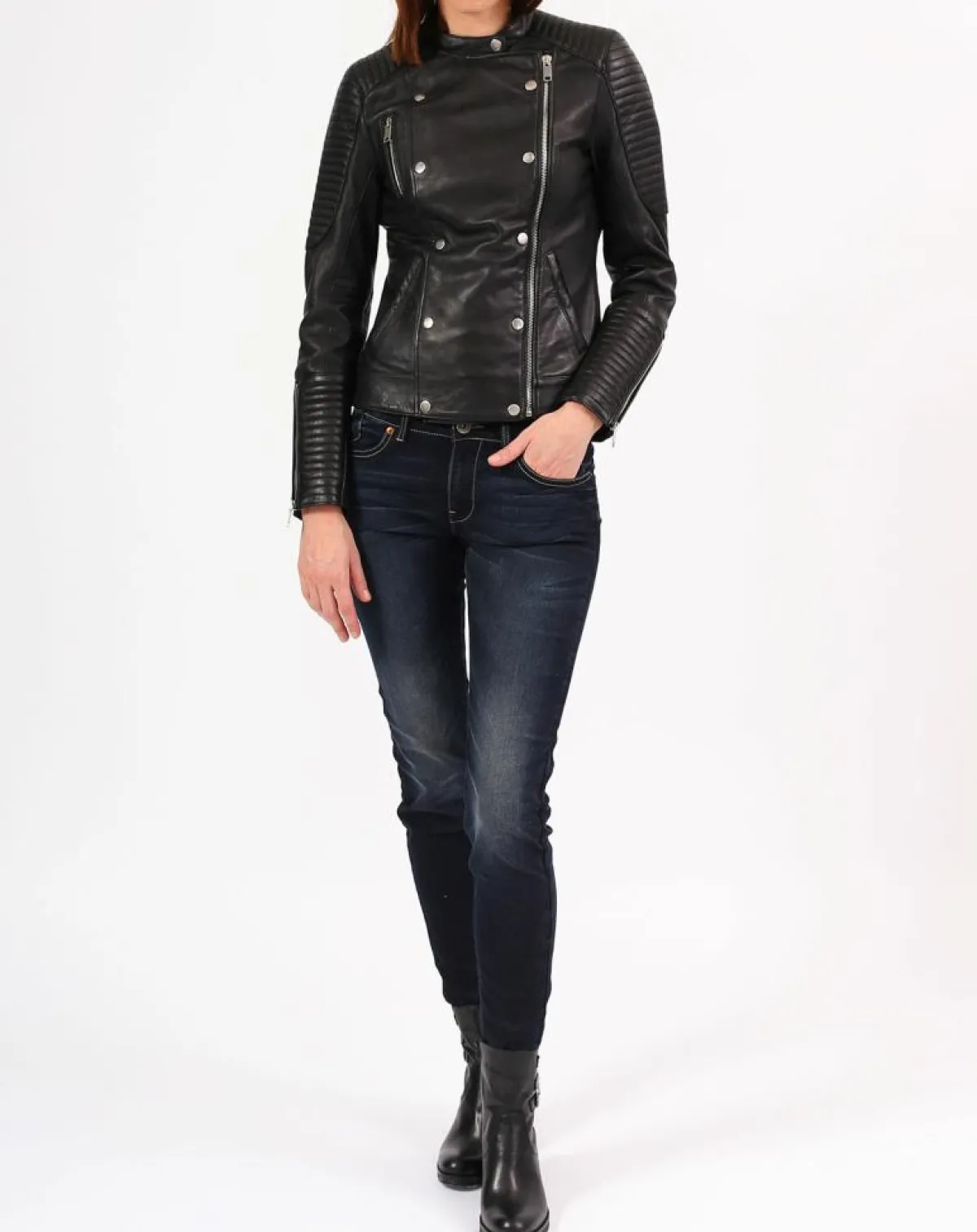 Blue Wellford Vestes, Blousons|Veste en Cuir Marion noire