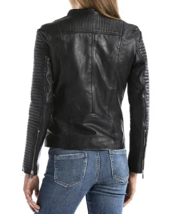 Blue Wellford Vestes, Blousons|Veste en Cuir Maritza noire