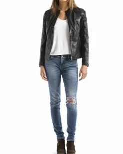 Blue Wellford Vestes, Blousons|Veste en Cuir Maritza noire