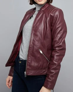 Chyston Vestes, Blousons|Veste en Cuir Mercedes bordeaux
