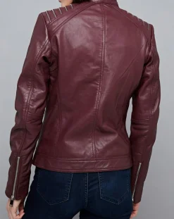 Chyston Vestes, Blousons|Veste en Cuir Mercedes bordeaux