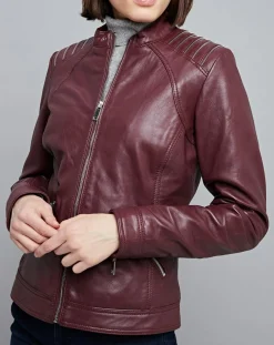Chyston Vestes, Blousons|Veste en Cuir Mercedes bordeaux