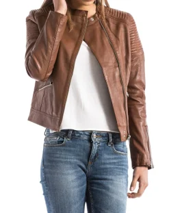 Blue Wellford Vestes, Blousons|Veste en Cuir Narmada cognac