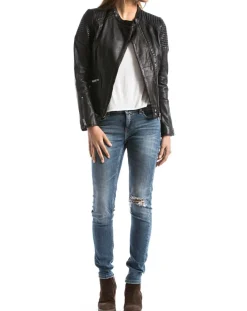 Blue Wellford Vestes, Blousons|Veste en Cuir Narmada noire