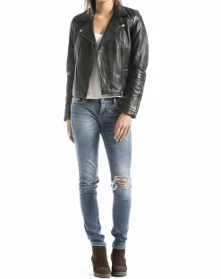 Blue Wellford Vestes, Blousons|Veste en Cuir Nile noire