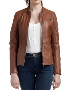 Blue Wellford Vestes, Blousons|Veste en Cuir Nova cognac