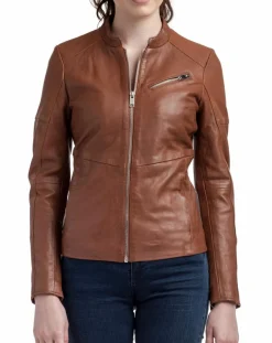 Blue Wellford Vestes, Blousons|Veste en Cuir Nova cognac