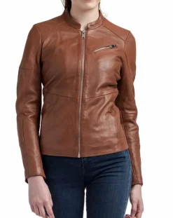 Blue Wellford Vestes, Blousons|Veste en Cuir Nova cognac
