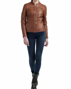 Blue Wellford Vestes, Blousons|Veste en Cuir Nova cognac