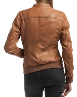 Chyston Vestes, Blousons|Veste en Cuir Olive cognac