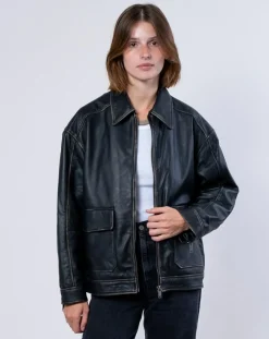 Blue Wellford Vestes, Blousons|Veste en Cuir Oversize Aline noir ruboff