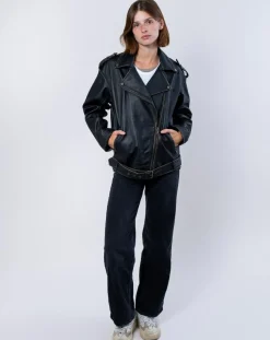 Blue Wellford Vestes, Blousons|Veste en Cuir Oversize Carolane noir ruboff