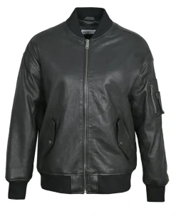 Blue Wellford Vestes, Blousons|Veste en Cuir Oversize Cassylia noire