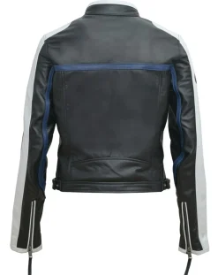 Blue Wellford Vestes, Blousons|Veste en Cuir Oversize Fulvia noir/blanc