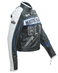 Blue Wellford Vestes, Blousons|Veste en Cuir Oversize Fulvia noir/blanc