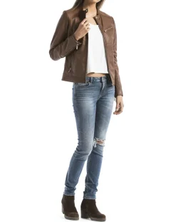 Blue Wellford Vestes, Blousons|Veste en Cuir Pearl cognac