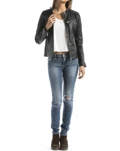 Blue Wellford Vestes, Blousons|Veste en Cuir Pearl noire