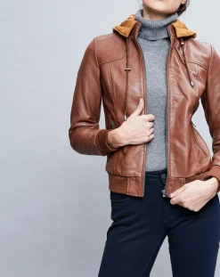 Chyston Vestes, Blousons|Veste en Cuir Roxane cognac
