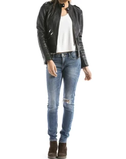 Blue Wellford Vestes, Blousons|Veste en Cuir Sanaga noire