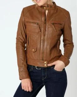 Chyston Vestes, Blousons|Veste en Cuir Sarah cognac