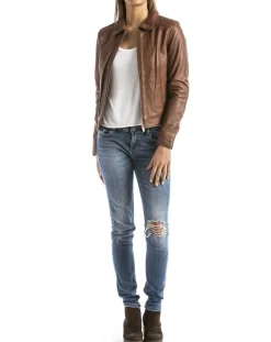 Blue Wellford Vestes, Blousons|Veste en Cuir Savara cognac