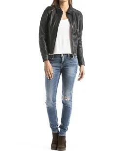 Blue Wellford Vestes, Blousons|Veste en Cuir Savara noire