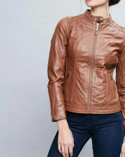 Chyston Vestes, Blousons|Veste en Cuir Talia cognac