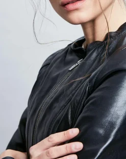 Chyston Vestes, Blousons|Veste en Cuir Tifanie noire