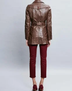 Chyston Vestes, Blousons|Veste en Cuir Zelda marron