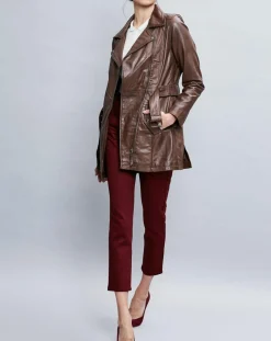 Chyston Vestes, Blousons|Veste en Cuir Zelda marron