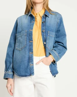 Scotch & Soda Vestes, Blousons|Veste en Jean à franges bleue