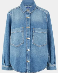 Scotch & Soda Vestes, Blousons|Veste en Jean à franges bleue