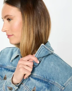 Marc O'Polo Vestes, Blousons|Veste en jean courte à boutons bleue