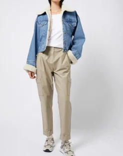 Esprit Vestes, Blousons|Veste en jean courte intérieur fourré sherpa bleue