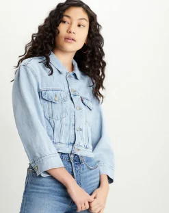 Levi's® Vestes, Blousons|Veste en jean crop Sleeve bleue