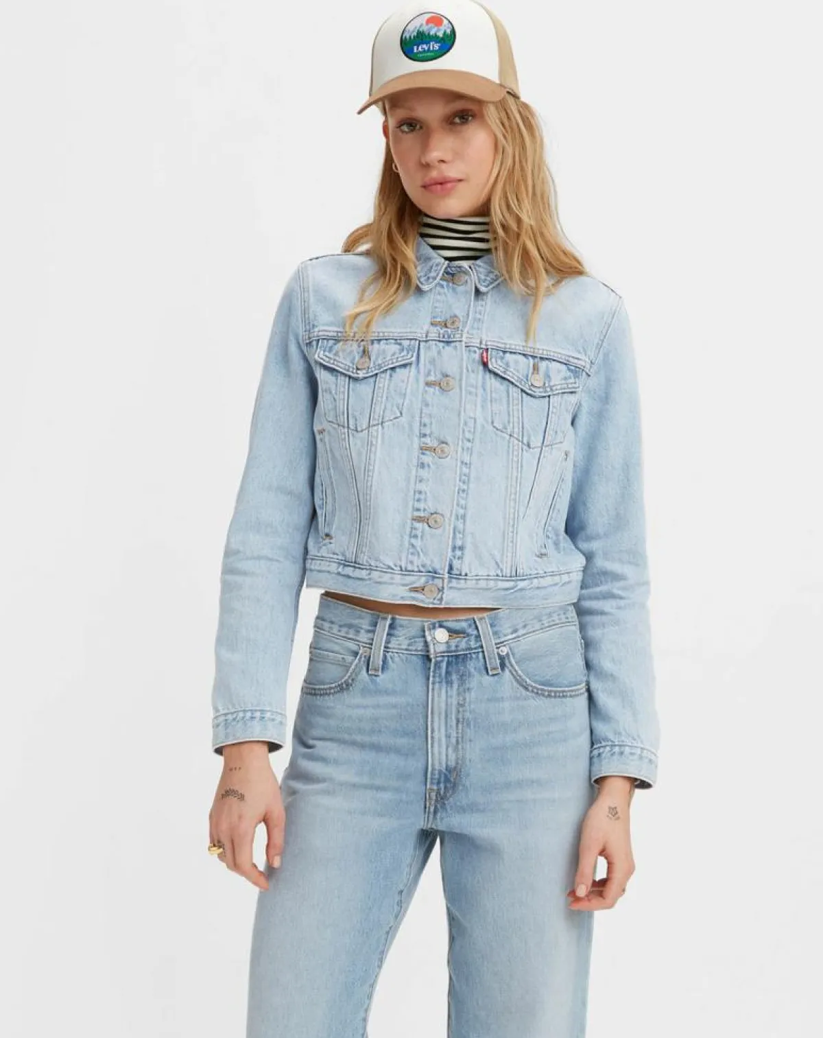 Levi's® Vestes, Blousons|Veste en Jean Crop Trucker bleu clair