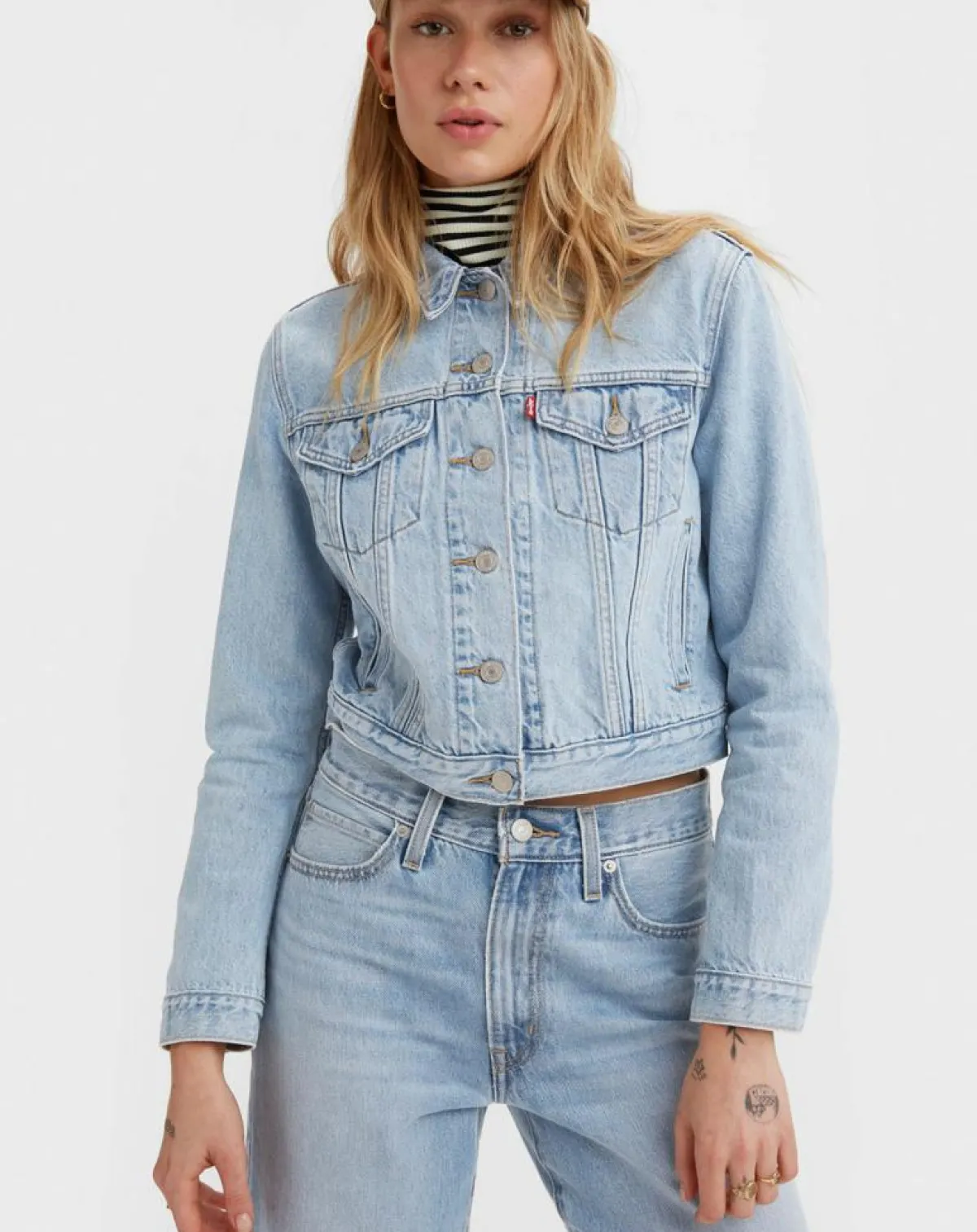 Levi's® Vestes, Blousons|Veste en Jean Crop Trucker bleu clair