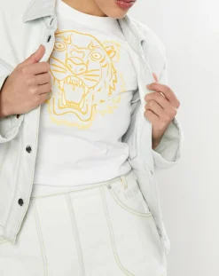 Kenzo Vestes, Blousons|Veste en jean Cropped bleu blanchis