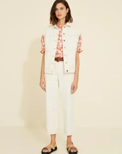 Yerse Vestes, Blousons|Veste en Jean sans manches Jeanne écrue